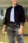 Made in Italy Beluga Soft Crop Bomber Jacket Black /39 =